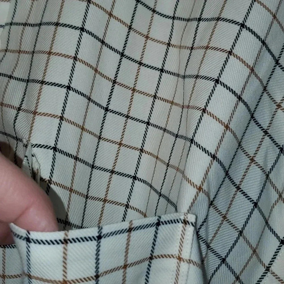 Cutter Buck Mens XXL Button Down Cotton Cashmere Blend Brown Plaid Dress Shirt - Picture 7 of 10